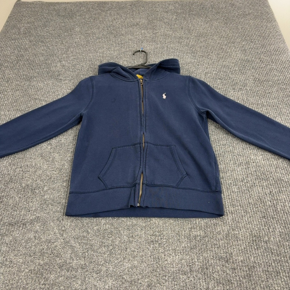 Polo Ralph Lauren Hoodie Boys XL Navy Blue Cotton Blend Full Zip Logo Casual